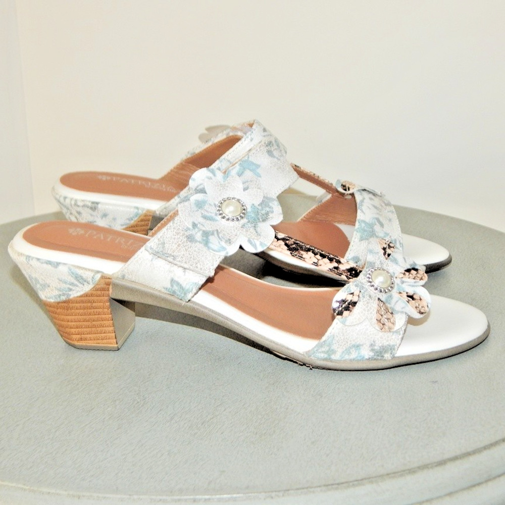 NIB Patrizia Spring Step Lucia Exotic White Slide Sandals Comfort EU 41/US 10